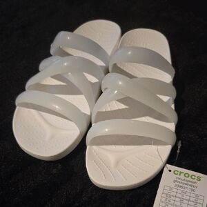 CROCS Glossy White Slide Sandals